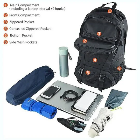 Tactical Backpack for Men Hiking Day Pack Molle Military Rucksack Grey
